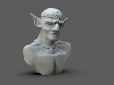 The Elf Bust 3D print model