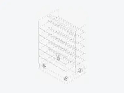 Shelving - Library - Integral - Convertible - Mobile Low-poly 3D model