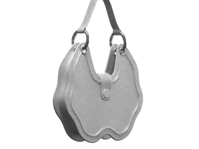 Silver Leather Mini Flap Bag 3D model