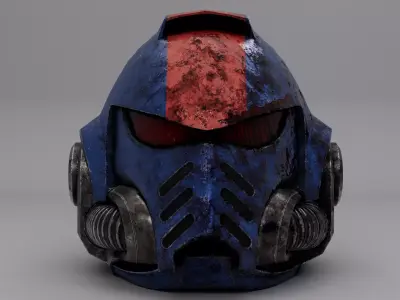 Space Marine Helmet Battle Damaged Low-poly 3D model