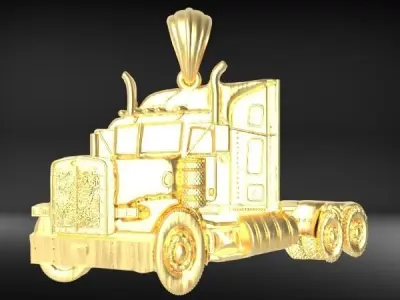 Semi Trailer Truck Pendant Necklace Jewelry 3D print model