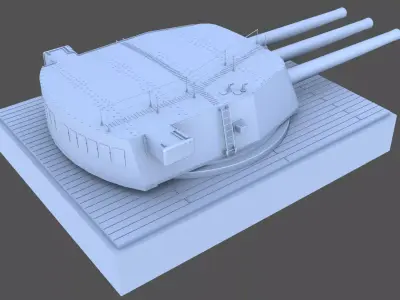 406mm Mark I triple turret - Personal license - 1-72 scale 3D print model
