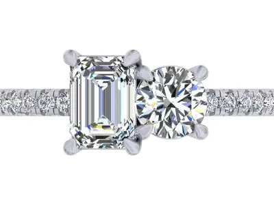 Emd And Round Stone Engagement Ring  3D print model