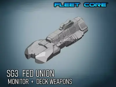 FLEET CORE - SG3 FED UNION MONITOR  with DECK WEAPONS 3D print model