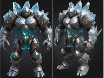 Crystal Golem Rock Monster Low-poly 3D model