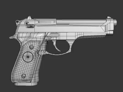 Beretta92fs two pistols side Low-poly 3D model