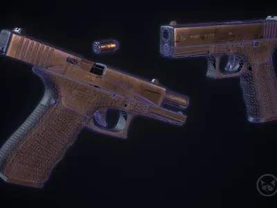Glock 22-4 handgun Low-poly 3D model
