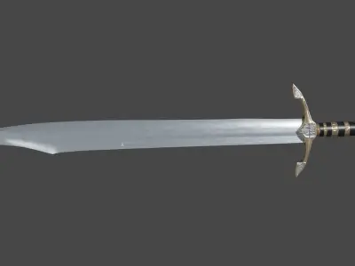 Falchion sword with Excalibur handle Low-poly 3D model