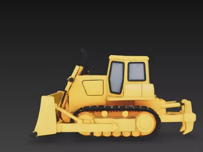 Stylized Heavy Bulldozer 3D Model Low-poly 3D model