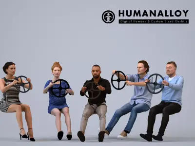Basics0104 - A set containing 5 models of male and female 3D model
