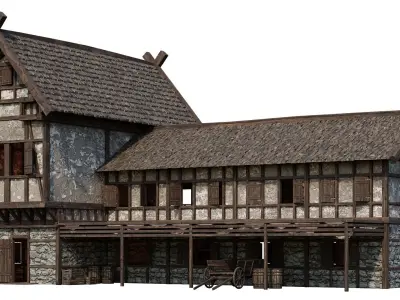 Old Medieval Building House 4K Textures GameReady 68 Low-poly 3D model