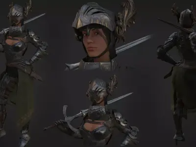 Girl Knight Low-poly 3D model