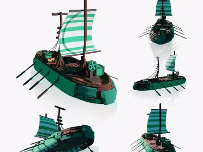 Stylized Ship-4 Low-poly 3D model