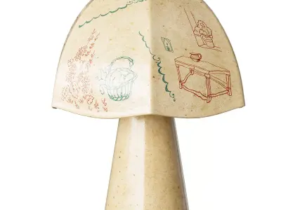 Zara Home ceramic table lamp with hand-painted motif 3D model