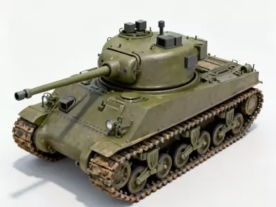 WWII Medium Tank Sherman Style 3D Model Low-poly 3D model