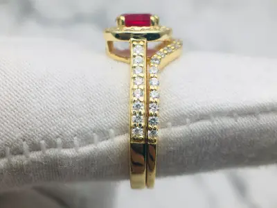 3DM Format  Halo rose gold antique man made ruby bridal set 3D print model