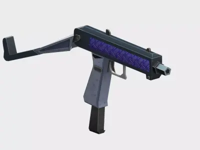miniuzi gun with handle Low-poly 3D model