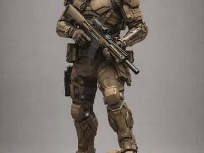 Desert Phantom Operator Modern Tactical Soldier STL Model  3D print model