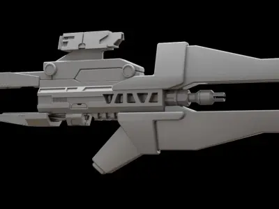 Mecha hard surface assault rifle 3D model