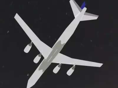 Fictional Quad Engine Modernized 1950s Jetliner DC-8-73 Inspired Low-poly 3D model