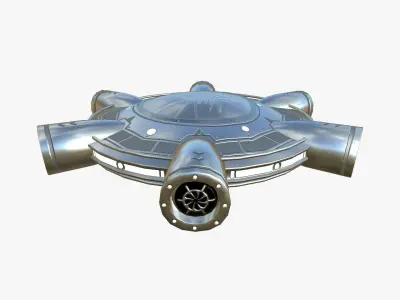 Alien Spaceship UFO J02 Aluminum - Sci Fi Spacecraft Design Low-poly 3D model