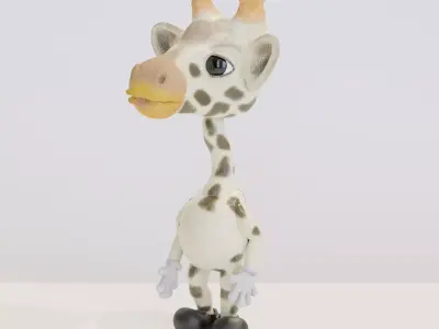 Cute cartoon model rigged giraffe  3D model