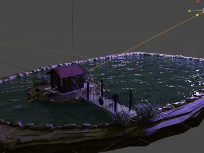 Old house and pond 3D model
