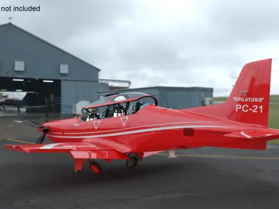 Training Aircraft Pilatus PC-21 Red Rigged 3D model
