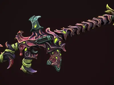 Undead assault rifle Low-poly 3D model