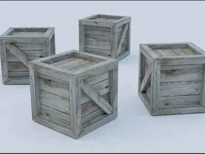 Simple wooden crate Low-poly 3D model