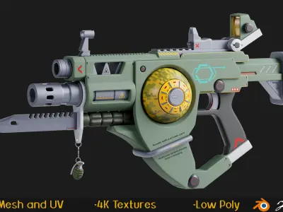 12 Gun And Weapon 3D Models Low-poly 3D model
