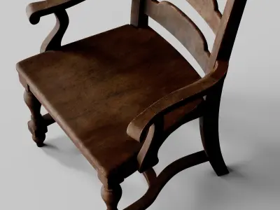 Old Wooden Chair  3D model