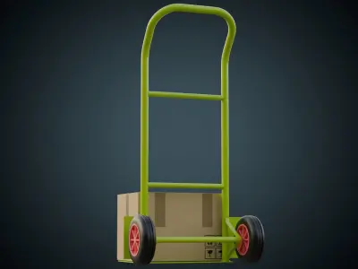 Hand Truck And Boxes 5 Basic Low-poly 3D model