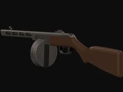 PPSH-41 Sub Machine Gun Low Poly Low-poly 3D model