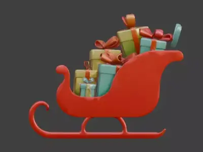 Stylized Santa Claus Sleigh 3D Model Low-poly 3D model