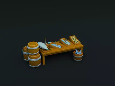 Medieval Markets Pack DEMO Free low-poly 3D model