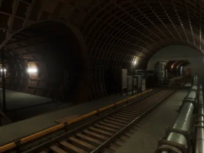 Modular Subway Tunnels for UE Low-poly 3D model