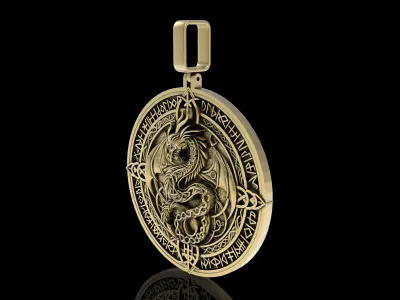 Dragon Circle Pendant 3D print model