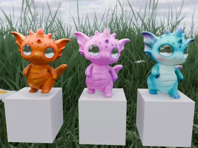 toon Turquoise Dinosaur Low-poly 3D model