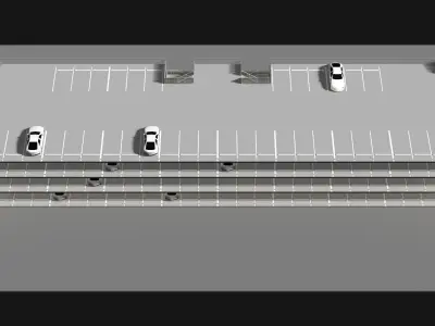 Parking garage building in section cut 25-16 3D model