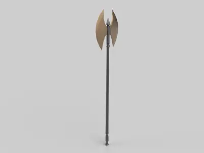 Battle axe Low-poly 3D model 11