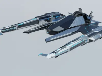 Sci-Fi Fighter Spaceship - mk-74 Low-poly 3D model