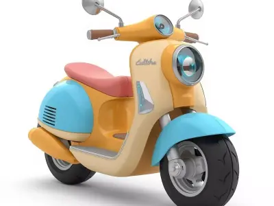 Futuristic Retro-Style Mini Scooter 3D Model Low-poly 3D model