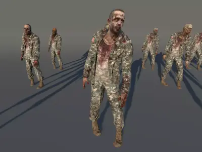 Zombie Army 3 Low-poly 3D model