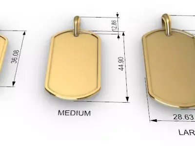 Military DogTag with bail Small Medium Large Pendant Jewelry 3D print model