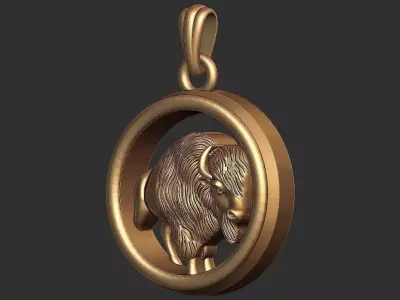 Wild Bull Pendant 3D model
