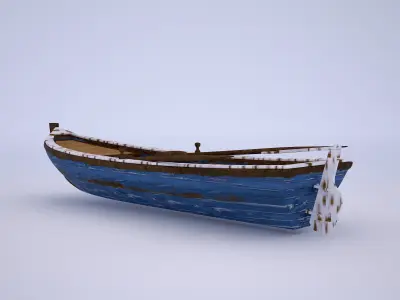 blue old boat model 3d 3D model