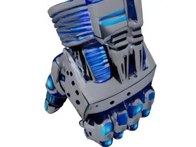 Cybernetic Hand Carbon Fiber Glowing 3D model