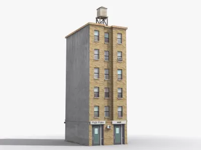 Apartment Building x20 Low-poly 3D model