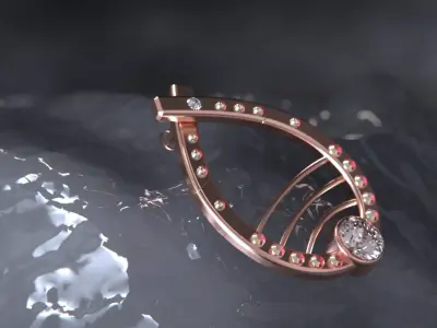 Woman ringstone earring 3D model